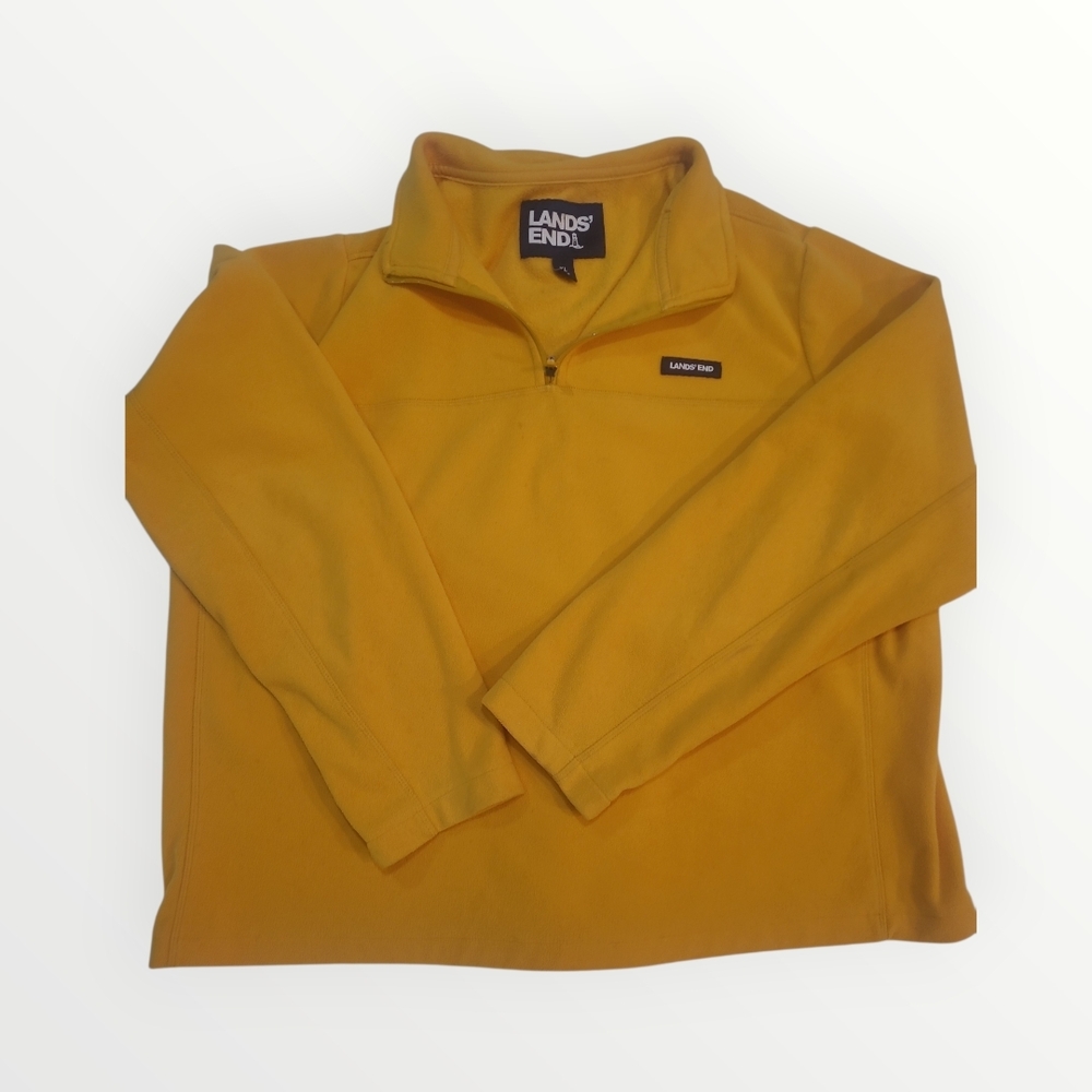 Lands' End Sporty Fleece Pullover Quarter-Zip Warm Hiking Size XL